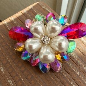 Colorful Crystal Flower Brooch